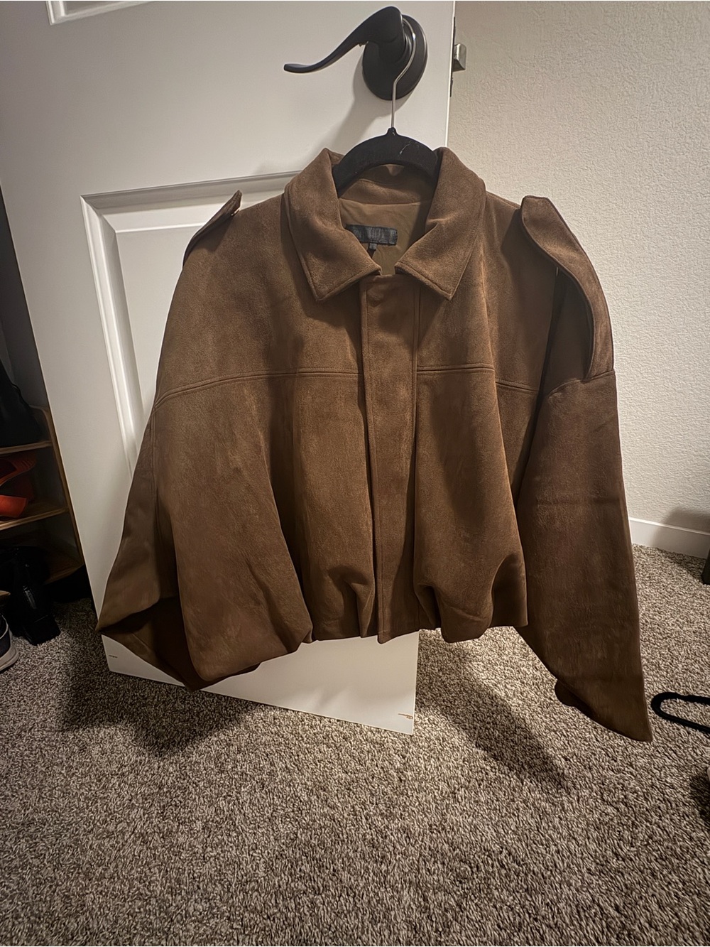 Zara Suede Effect Brown Bomber Jacket - Picture 5 of 8